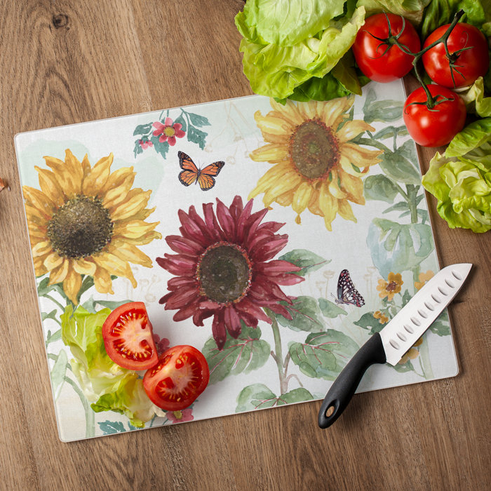 Counterart Tempered Glass Sunflower Splendor Cutting Board And Reviews Wayfair 